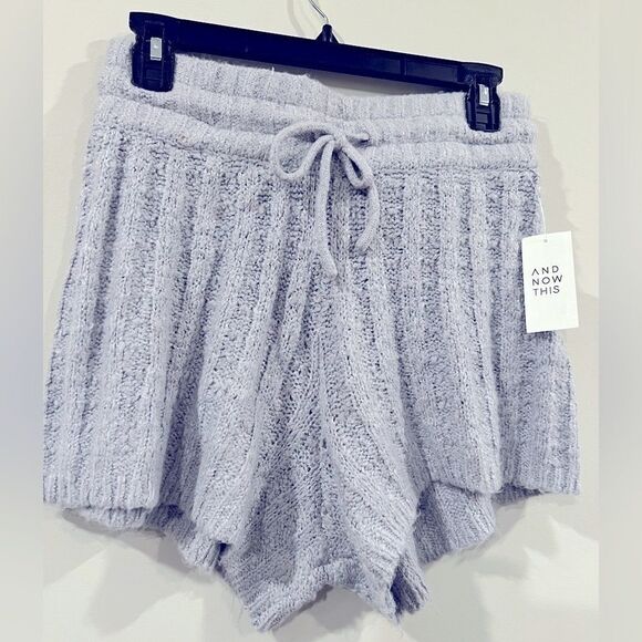 AND NOW THIS short Women's Cable-Knit Shorts in gray size medium, New - Picture 8 of 9